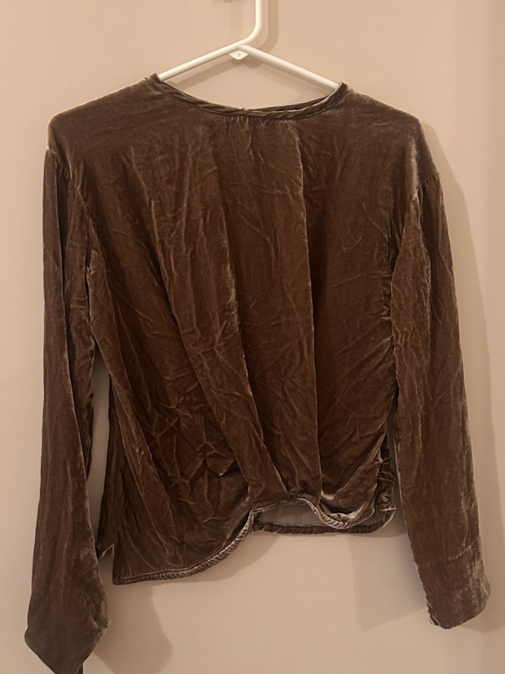 Zara Light Brown Velvet Long Sleeve Top